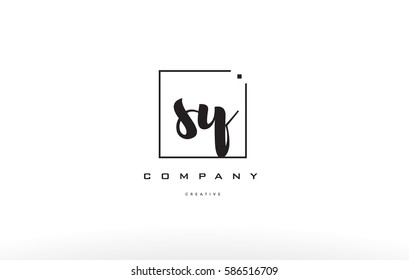 sy s y hand writing written black white alphabet company letter logo square background small lowercase design creative vector icon template sy s y