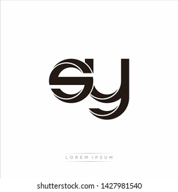 sy s y Initial Letter Split Lowercase Modern Monogram linked outline rounded logo