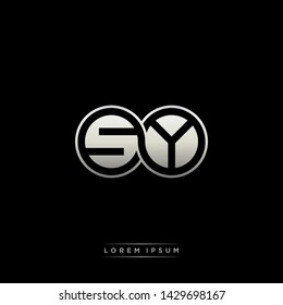 SY S Y initial letter linked circle capital monogram logo modern template silver color edition