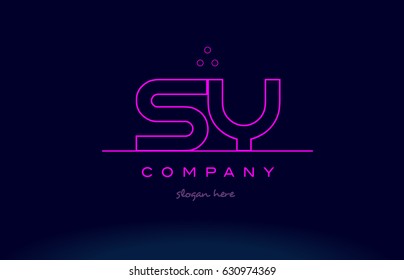 sy s y letter alphabet text pink purple dots contour line creative company logo vector icon design template