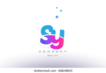 sy s y  pink purple blue white uppercase lowercase modern creative alphabet gradient company letter logo design vector icon template