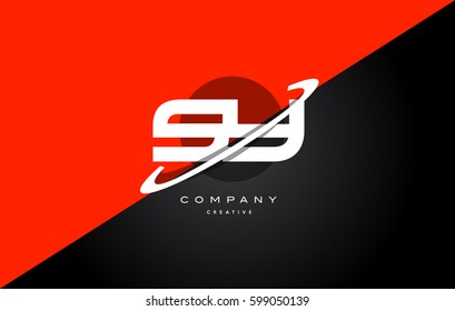 sy s y  red black white technology swoosh alphabet company letter logo design vector icon template 