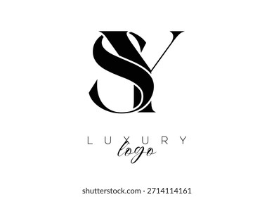 Logotipo de la tipografía del monograma de la letra de SY Serif para la identidad elegante de la marca de Premium
