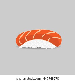 Syake sushi with salmon. Japanese food. Isolated vector.