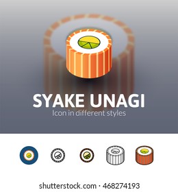 Syake unagi color icon, vector symbol in flat, outline and isometric style isolated on blur background