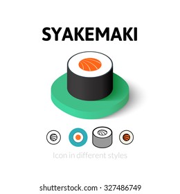 Syakemaki icon, vector symbol in flat, outline and isometric style