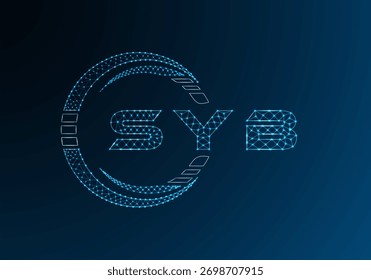Diseño de Vector de logotipo de letra poli SYB baja. Diseño de logotipo de poliéster inferior SYB. Logotipo de poliéster bajo.