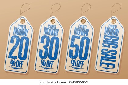 Syber Monday sale labels set - 20 percents off, 30 percents off, 50 percents off, big sale