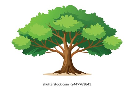 Árbol de sicomoro aislado Ilustración vectorial plana sobre fondo blanco.