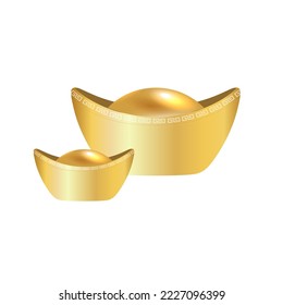 Sycee of chinese gold ingot. Chinese sycee gold ingots yuan bao vector icon. Realistic chinese new year lucky money illustration.
