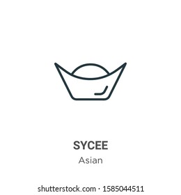 Sycee outline vector icon. Thin line black sycee icon, flat vector simple element illustration from editable asian concept isolated on white background