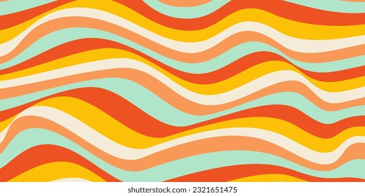 Sychedelic groovy retro background with colorful waves. Vector illustration