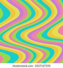 Sychedelic groovy retro background with colorful waves. Vector illustration