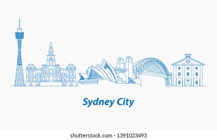 sydney australia city line art vector