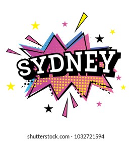 Sydney Australia Comic Text in Pop Art Style. Vektorgrafik