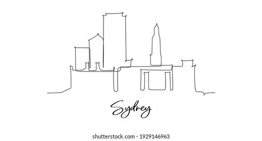 Sídney, un punto de referencia en el horizonte de Australia - dibujo continuo de una línea