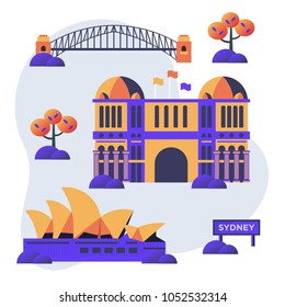 Sydney / Australia landmarks. Flat vector illustration. 