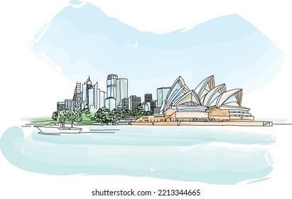 Sydney, Australia. Landscape. Vector illustration for travel magazine, poster, calendar, social media