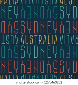 Sydney, Australia seamless pattern, typographic city background, texture.