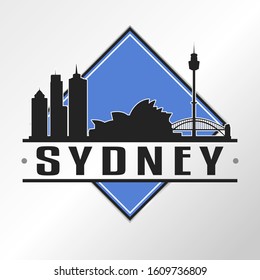 Sydney Australia Skyline Logo. Adventure Landscape Design. Vector Illustration Cut File.
