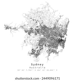 Sydney, Australia,Urban detail Streets Map  ,vector element template image for marketing ,digital product ,wall art and poster prints.