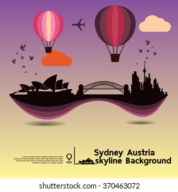 Sydney, Austria, skyline background and  travel destination, vector Illustration