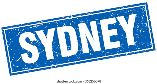 Sydney Blue Square Grunge Vintage Isolated Stock Vector (Royalty Free ...