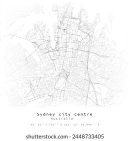 Centro de la ciudad de Sydney, Australia, detalle Urbana Mapa de calles, elemento de Vector de la Imagen de Plantilla para la comercialización, producto, arte de la pared y carteles impresos.