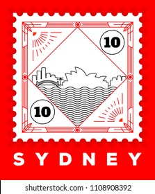 Sydney City Line Style Postage Stamp Design