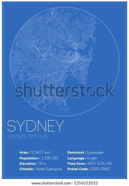 Sydney City Map Stock Vector (Royalty Free) 1356522032 | Shutterstock