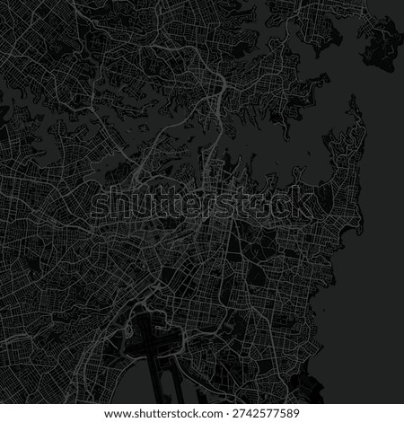 Sydney City Map Sophisticated Linework Showcasing Refined Urban Topographic Structure, Perfect for Minimalist Home Gallery and Sleek Scandinavian Aesthetics, emphasizing refined linework.
