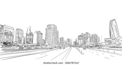 Sydney city scape  Australia  Hand drawn vector illustration 