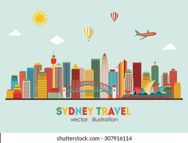 Sydney City skyline detailed silhouette. Vector illustration