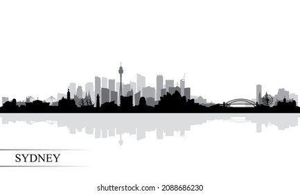 Fondo de la silueta de la ciudad de Sydney, ilustración vectorial