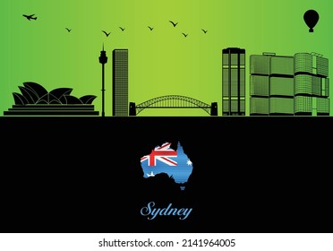 Sydney City Skyline Silhouette - Illustration