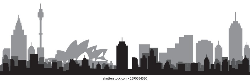 Sydney city skyline silhouette. Vector illustration