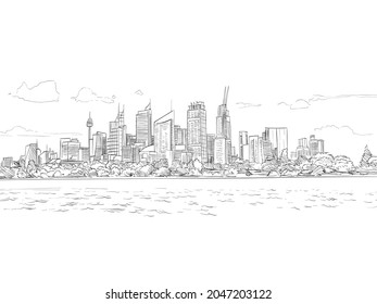 Sydney cityscape. Australia. Hand drawn vector illustration.