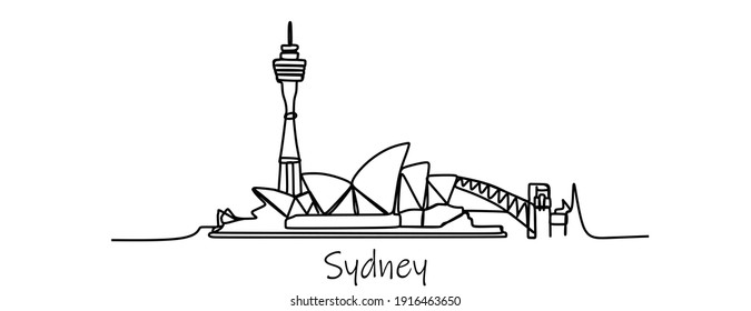 Sydney fo The Australia skyline - Continuous one line drawing