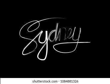 Sydney. Hand written city name. 