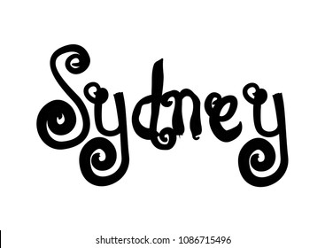 Sydney. Hand written city name.