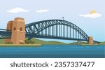 Sydney Harbour Bridge Australia Famous landmark illustration Vector