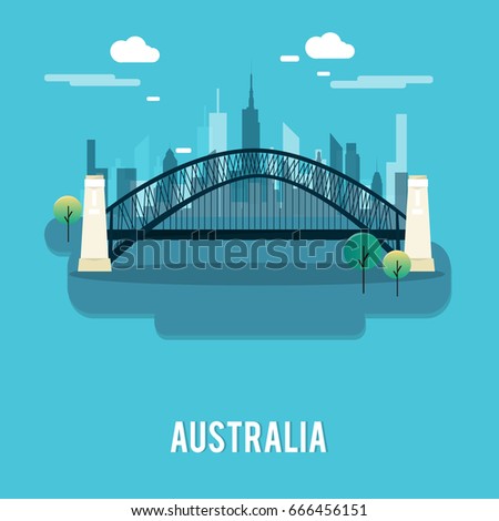 Sydney Harbour Bridge bautiful place Australia illustration design