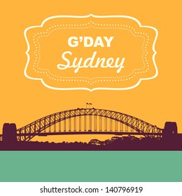 Sydney Harbour Bridge. Vintage Style Vector Illustration