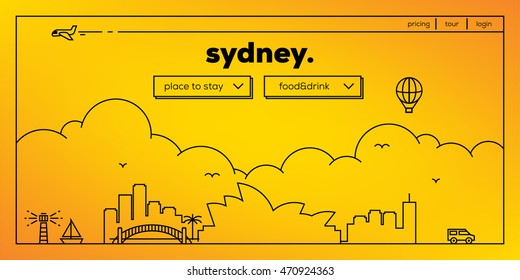 Sydney Modern Web Banner Design with Vector Linear Skyline