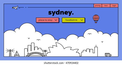 Sydney Modern Web Banner Design with Vector Linear Skyline