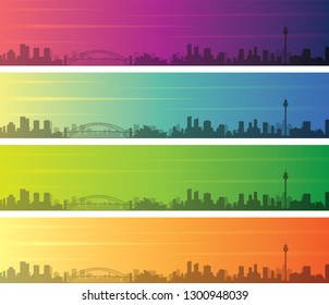 Sydney Multiple Color Gradient Skyline Banner