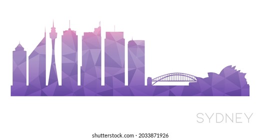 Sydney NSW, Australia Low Poly Skyline Clip Art City Design. Geometric Polygon Graphic Horizon Icon. Vector Illustration Symbol.