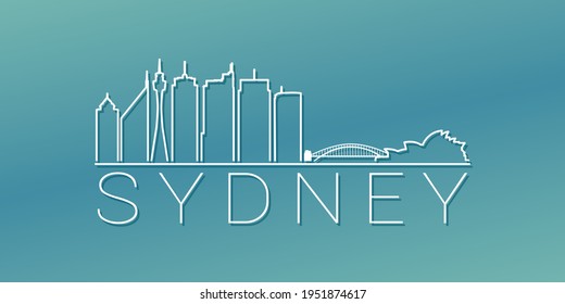 Sydney NSW, Australia Skyline Linear Design. Flat City Illustration Minimal Clip Art. Background Gradient Travel Vector Icon.