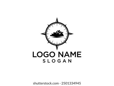 Sydney Opera House logo vector with compass