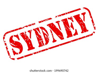 SYDNEY red stamp text on white